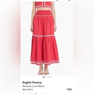 NWT English Factory Rickrack Linen Blend Maxi Skirt